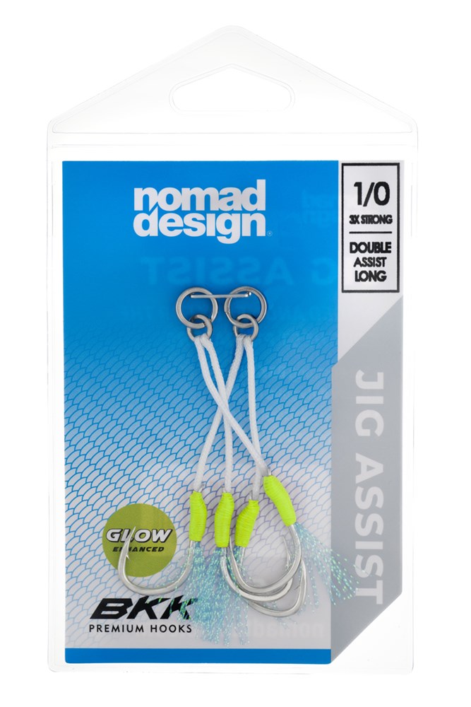 Jig Assist Hooks - Long Double 3X Strong Chartreuse