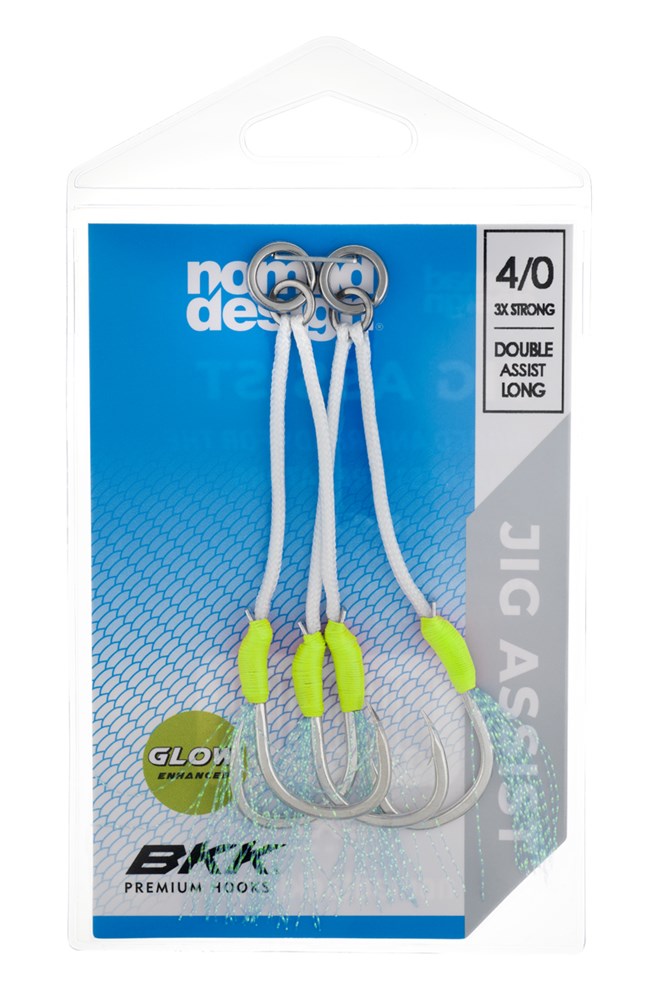 Jig Assist Hooks - Long Double 3X Strong Chartreuse