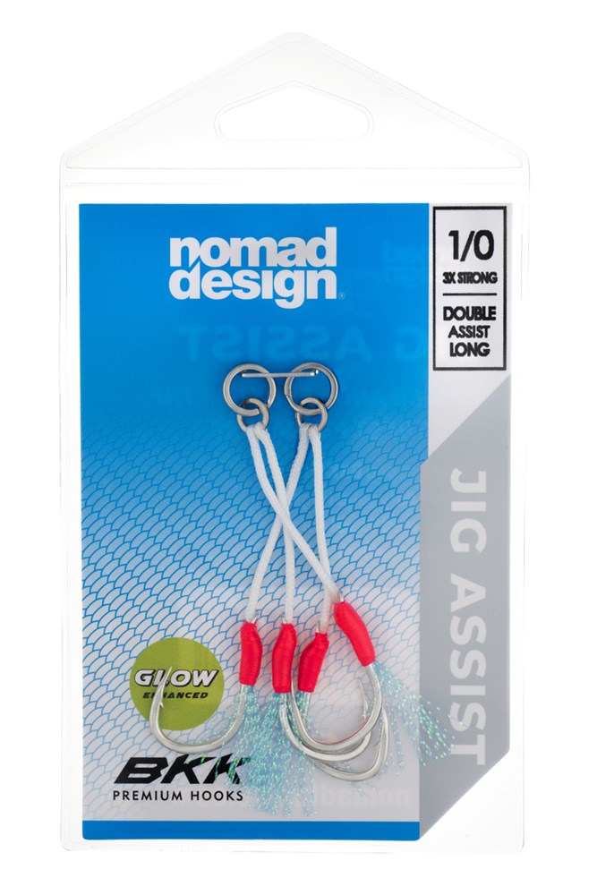 Jig Assist Hooks - Long Double 3X Strong Pink