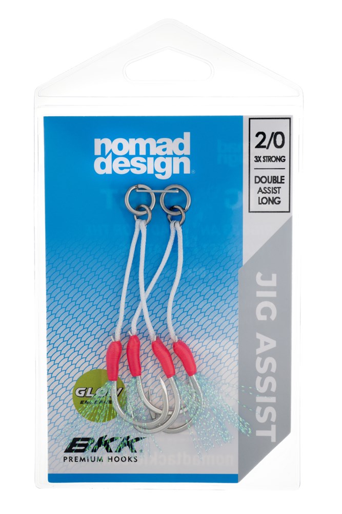 Jig Assist Hooks - Long Double 3X Strong Pink