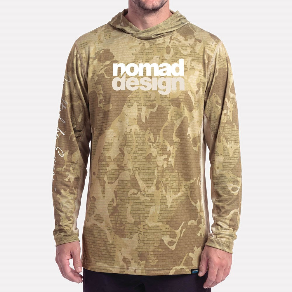 Hooded Tech Fishing Shirt - Sand Flats Camo